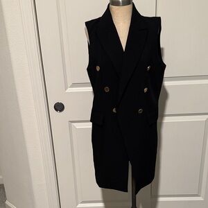 Black Long Vest with Gold Buttons